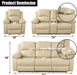 Beige Leather Reclining Sofa Set for Living Room Set,Recliner Sofa with Drop down Table/Double Recliner Loveseat with Storage Console/Recliner Chair/Faux Leather
