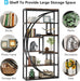 Rustic Brown 70.8-Inch Tall 5-Tier Etagere Bookshelf