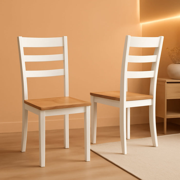 Gesthaven Solid Wood Frame Dining Chair, Set of 2, White/Natural