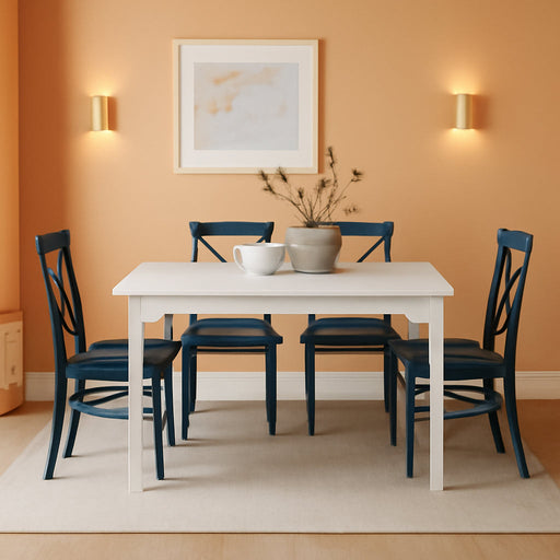 Navy Blue Farmhouse Table and X-Back Chair Dining Set