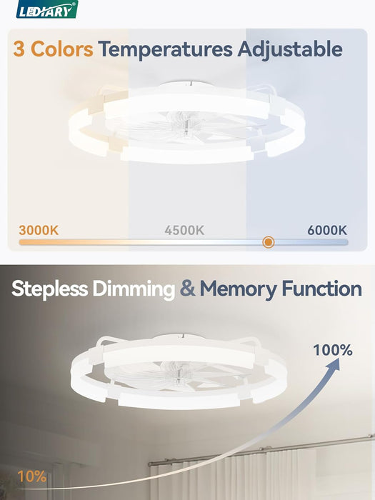 TwentyFourInch Ceiling Fan With Dimmable Lights Remote