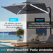 10Ft Solar LED Wall Mounted Outdoor Patio Umbrella, Rectangular Large Offset Cantilever Umbrellas with 180° Rotation Sun Awning for Deck Pool Garden Backyard, save Space, Grey