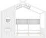 White Full Size Floor Bed Playhouse StorageShelves