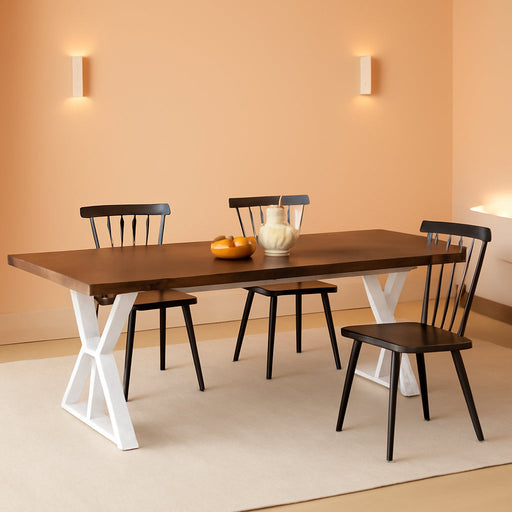 Farmhouse Dining Table for 6 People, 70.8-Inch Rectangular Wood Dining Table, Rustic Kitchen Table with Heavy Duty Metal Legs for Dining Room (Brown/White)