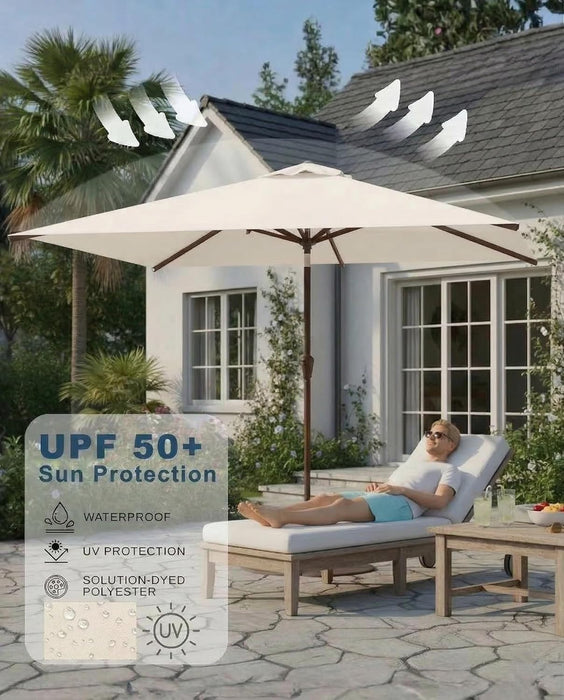 6.5X10Ft Patio Umbrella,Outdoor Umbrella with Push Button Tilt and Crank,8 Sturdy Ribs, UV Protection & Waterproof Market Umbrella for Pool,Backyard,Beach,Deck