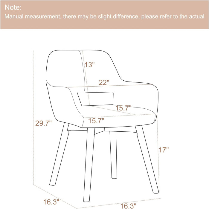 Mid Century Modern Dining Chairs Set of 2 & 4 & 6 Comfy Accent Chair Upholstered Kitchen Dining Living Room Chairs for Bedrooms Waiting Room Home Arm Desk Chair No Wheels (Wool White, 2)