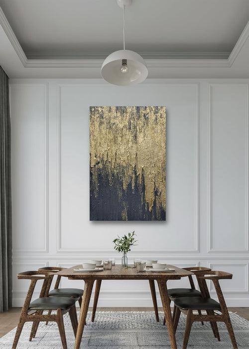 Art,30X45Inch Wrapped Canvas Paintings Hand Painted Abstract Textured Artwork Abstract Portrait Wall Art in Charcoal Grey Gold Acrylic Painting Framed Ready to Hang