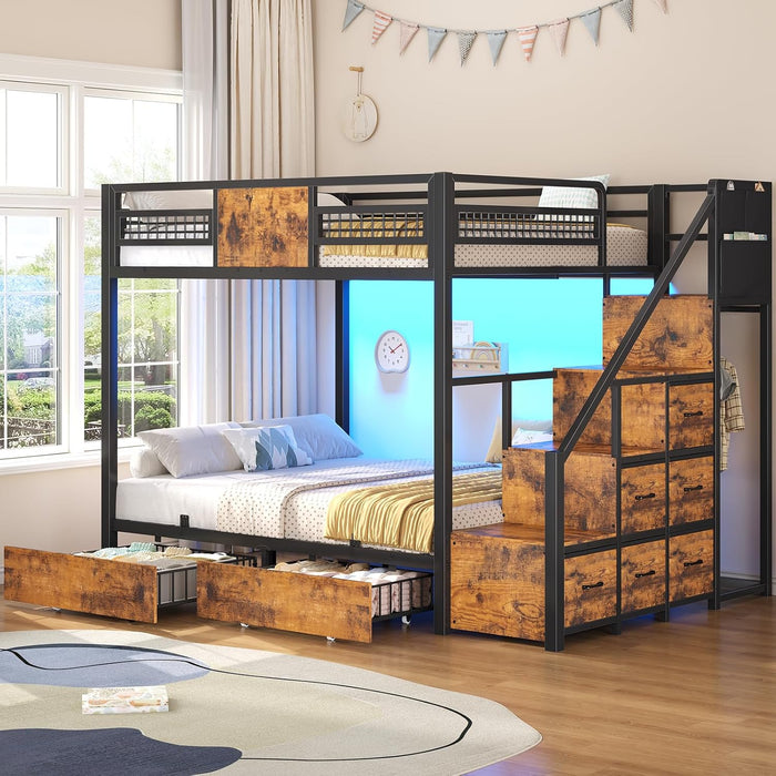 FullOverFull BunkBed WithStairs IndustrialGrade SteelFrame