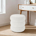 round Ottoman with Storage, Plush Teddy Boucle Footstool for Living Room, Soft Vanity Stool with Hidden Compartment, Circular Foot Rest for Bedroom & Dorm Decor, White