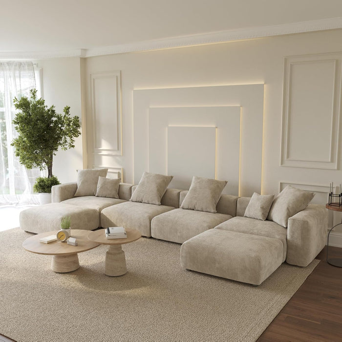 Oversized Modular Sectional Sofa with Ottomans