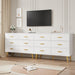 6 Drawer Dresser, Modern Wooden Chest of Drawers with Gold Handles, Deep Drawers for Bedroom, Living Room and Entryway, White