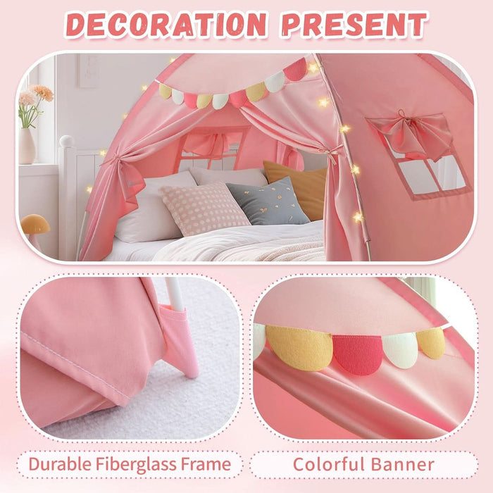 girly tents Pink Full Size Canopy Tent Dual Door Access Blackout Fabric
