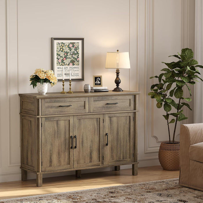 48 Inch Sideboard Buffet Cabinet with Storage, Washed Grey