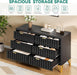 Fluted Dressers, 6 Drawer Dressers & Chests of Drawers, Metal Modern Dresser for Room, Entryway, Hallway, Black