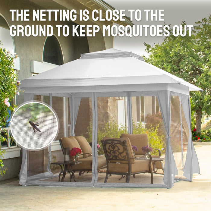 13X13 Pop up Gazebo, Canopy Tent, Gazebos on Clearance - Outdoor Gazebo for Backyard & Patio Furniture - Carpa Pop up Tent with Wheeled Sto-N-Go Cover Bag (White)