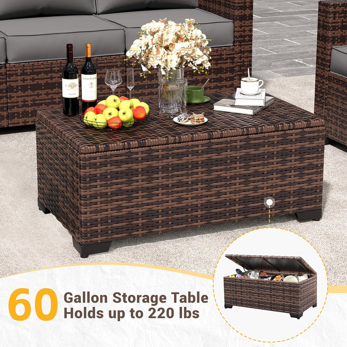 Patio Furniture Set, Outdoor Furniture Wicker Rattan Sofa, Outdoor Sectional with Ottomans, Patio Set for Backyard Porch Balcony (Grey)