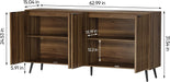 Walnut Buffet Cabinet with Storage, Large Sideboard Cabinet with 4 Fluted Doors and Metal Legs, Storage Cabinet with Adjustable Shelf, Accent Table for Living Room, Dining Room, Kitchen