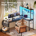 51.2" L Shaped Gaming Desk with Power Outlets & USB-C Port, LED Lights, Computer Desk with Pegboard, Corner Desk with Storage Shelves & Bag, Office Desk with CPU Stand for Home Office, Black