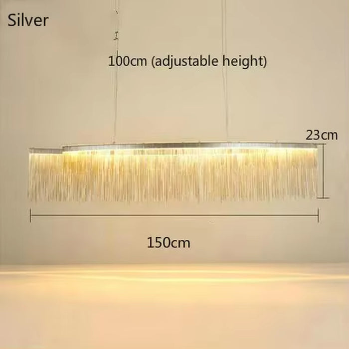 Ceiling Chandelier Gold Chains Remote Modern Tassel Aluminum Chain Led Pendant Light Kitchen Living Room Decoration Hanging Lamp