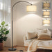 Dimmable Floor Lamp, Arc Floor Lamp with Dimmer, Black Standing Lamp with Adjustable Hanging Shade, over Couch Tall Reading Light, Modern Pole Lamp for Living Room Bedroom, 9W LED Bulb Included