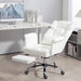 Executive Office Chair with Footrest and Lumbar Support, PU Leather Ergonomic Office Desk Chair, Reclining and Swivel Chair, White