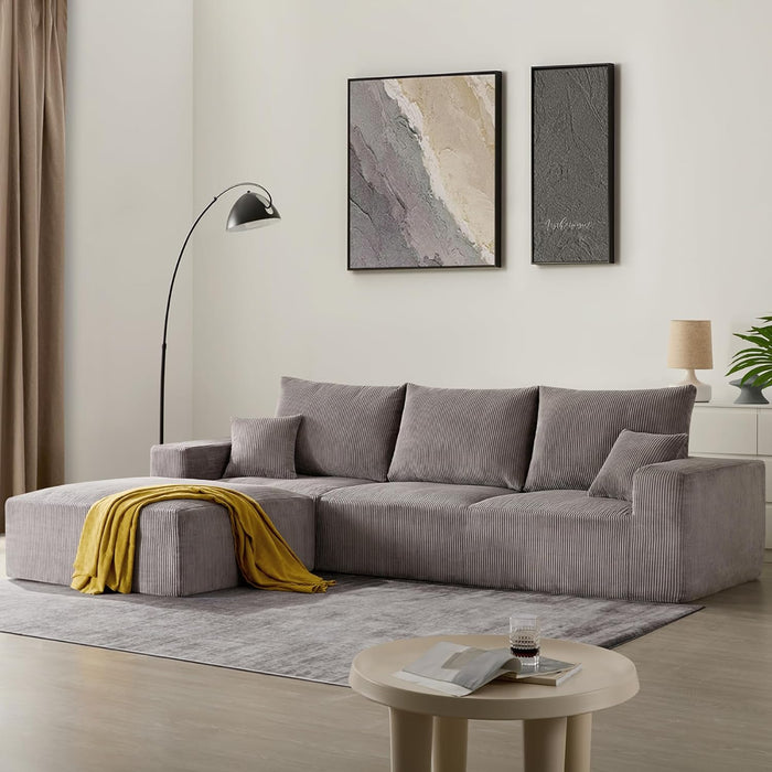 40" Square Stuffed Ottoman Pouf for Sofa Couch, Corduroy Poufs with Foam Chunk Filling, Furry & Fluffy Pouf Foot Stool Movable Ottoman. 40*40 Floor Poufs Foot Rest for Living Room, Grey(1 Piece Set)