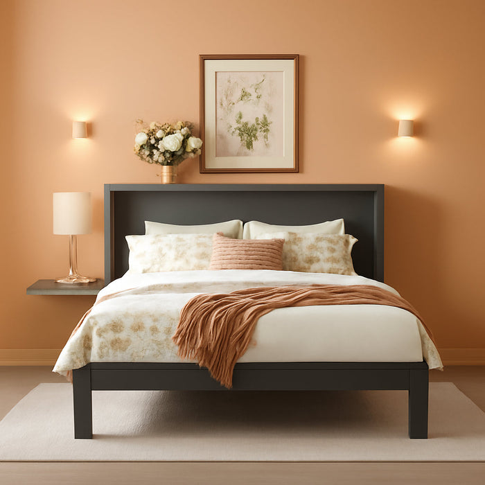 Murphy Bed Queen Size with USB Port and Slide-Out Shelves on Each Side, 2-In-1 Foldable Bed Frame Cabinet Desk for Bedroom Guest Room Living Room (Gray)