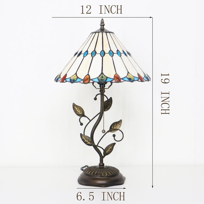 Tiffany Style Light Beige Jewelry Stained Glass Table Lamp 19 Inch