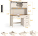 Farmhouse 67" H Executive Desk with Hutch,Computer Desk with Charging Station,Office Table with LED Light and 4 Drawers,File Drawers and Storage Cabinet,Workstation for Home Office.Unique White
