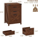 Vertical File Cabinet with 3 Drawers for Home Office, Walnut