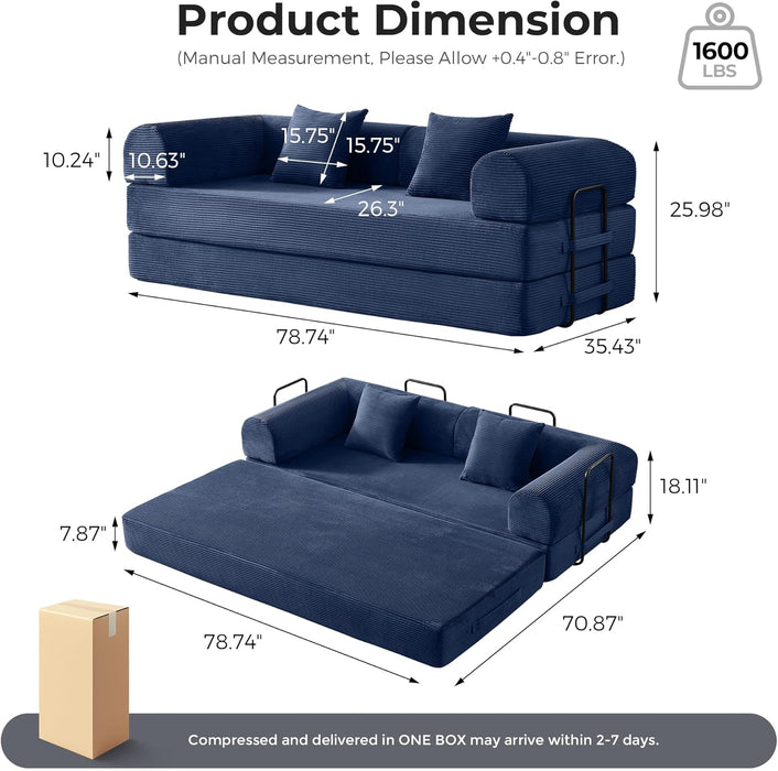 Five In One Transformable Upholstered Navy SofaBed