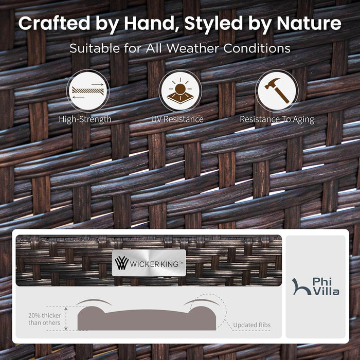 Outdoor Modern Patio Furniture Set, Upgraded Wicker&Metal Patio Furniture Conversation Set with Waterproof Thick Cushions for Porch, Poolside, Deck, and Yard (4 Pieces,Beige)