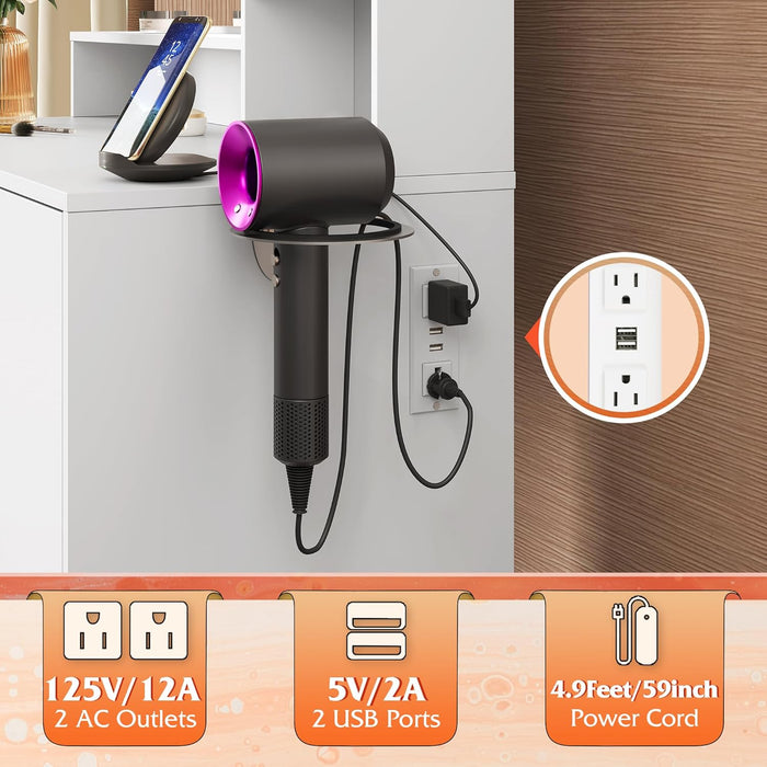 Vanity Desk with Mirror and Lights, Makeup Table with Drawer, Cabinet and Open Shelves, Bedroom Dressing Table with Charging Station, White