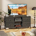 TV Stand with 4 Drawers, 43 Inch Entertainment Center with Open Shelves, Media Center for 50" TV, Television Stand for Bedroom, Living Room/Light Black Oak