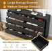 Black Malm Dresser for Bedroom, 55" Wide 37" Tall Dresser with 10 Drawers, Modern Large Wood Chest of Drawer Handle Free, Living Room, Entryway, Hallway, Black