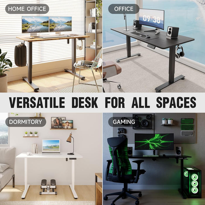 47.2 Inch Electric Standing Desk, Height Adjustable Sit Stand Up, Wood Desktop, Work Home Office Computer PC Table, Tall Standup Workstation, Gaming Writing Study Bedroom Rising Desks, Black