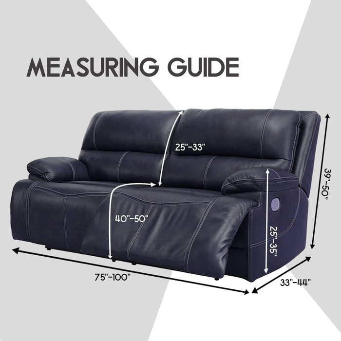 Extra Wide 75" - 100", Reclining 2 Seater Sofa, Extra Wide Reclining Love Seat Slipcover, 6-Piece Jacquared Fabric, Reclining Sofa Covers, Thick, Soft, Washable (Navy)(Style 1)
