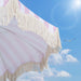 Boho Outdoor Umbrella with Tassels,6Ft Table Umbrella Outdoor Patio with Knobs Tilt,Wind Resistant Portable Beach Umbrella UPF50+ Fringe Umbrellas for Pool Backyard Deck Garden