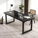 47 Inch Black Solid Wood Computer Desk | Sturdy Metal Base | Modern Home Office Desk | Durable Study Writing Table for Workspace, Multiple