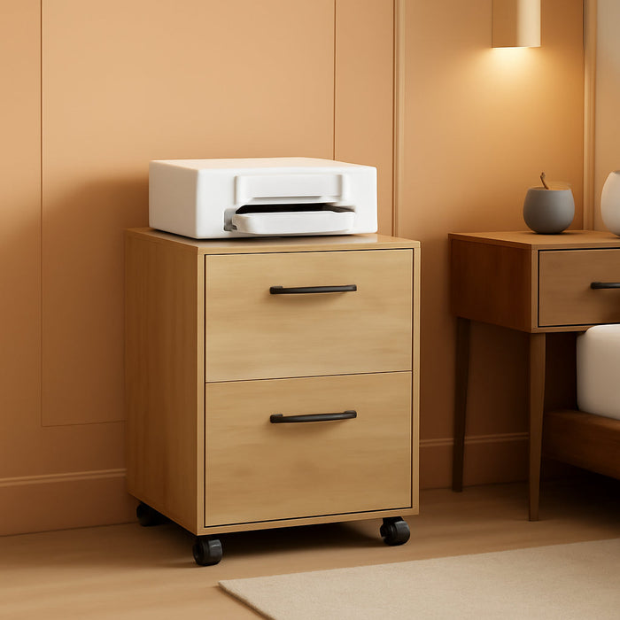 2-Drawer File Cabinet, Filing Cabinet for Home Office, Small Rolling File Cabinet, Printer Stand, for A4, Letter-Size Files, Hanging File Folders, Industrial, Straw Yellow UOFC040Y70