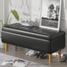 44.5" Ottoman with Storage, Storage Ottoman Bench with 2 Gas Spring Lid Supports, PU Leather Upholstery, Solid Wood Legs, Black Shoe Bench for Bedroom, Living Room, Entryway