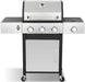 Gas Grill with Side Burner, 3-Burner Propane Grill with Porcelain-Enameled Cast Iron Grates and Double-Wall Insulated Lid, 39,000 BTU BBQ Grill with Wheels for Outdoor Cooking