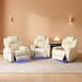 Power Recliner Set with LED Lights, Air Leather Reclining Set with USB Port/Wireless Charger/Storage Console/Cup Holder for House/Hometheater/Apt (Ivory White, Sofa Loveseat Chair)