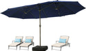 15FT Patio Umbrella with Base,Large Outdoor Double-Sided Rectangle Umbrella with Crank Handle, Market Umbrella for Poolside Garden Deck Backyard Beach Pools,Navy