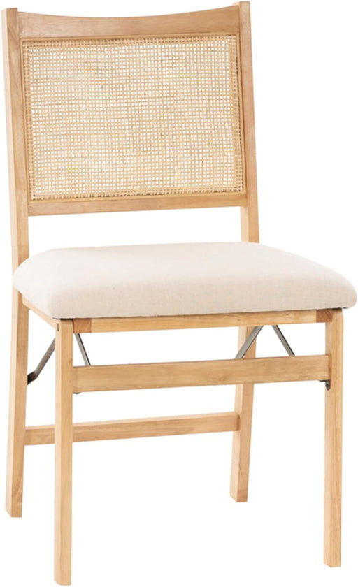 Kasi Beige Rattan Cane Folding Foldable Dining Side Chair, Natural