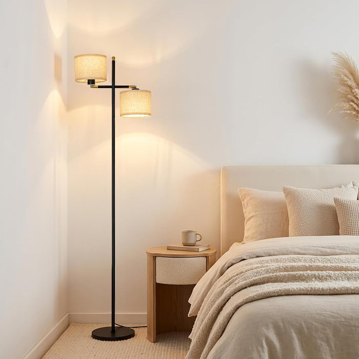 Black Floor Lamp for Living Room with Rotatable Shade,Foot Switch