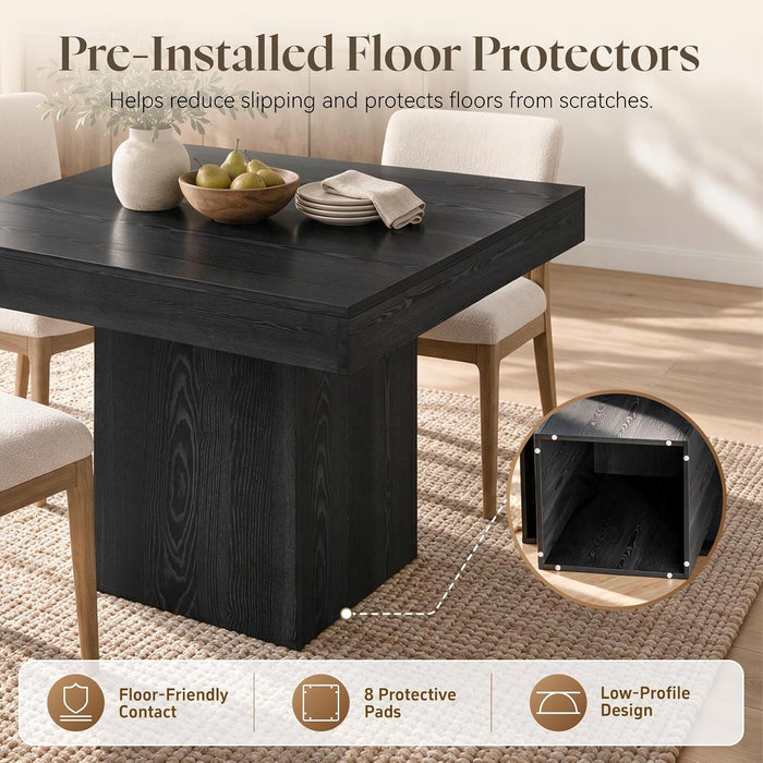 31.5" Square Dining Table for 2-4, Small Black Kitchen Table with 4.5" Thick-Profile Top and Sturdy Pedestal Base for Apartment & Small Spaces