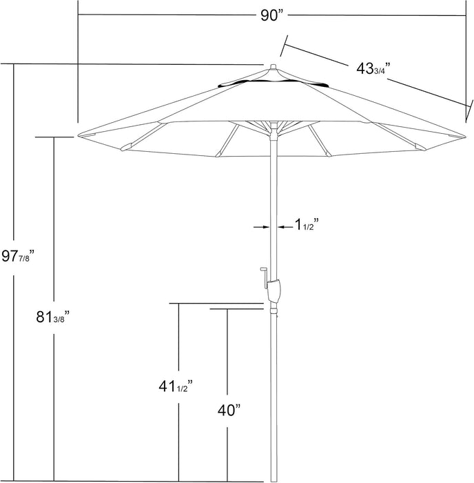 7.5' round Sunbrella Aluminum Outdoor Deck, Pool or Patio Umbrella, Crank Lift, Auto Tilt, Bronze Pole, Terracotta