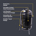 Char-Broil Bullet Charcoal Smoker 16" - 18202075,Black