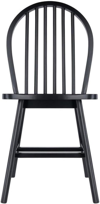 Windsor 2-Piece Chair Set, Solid Wood, Black Finish